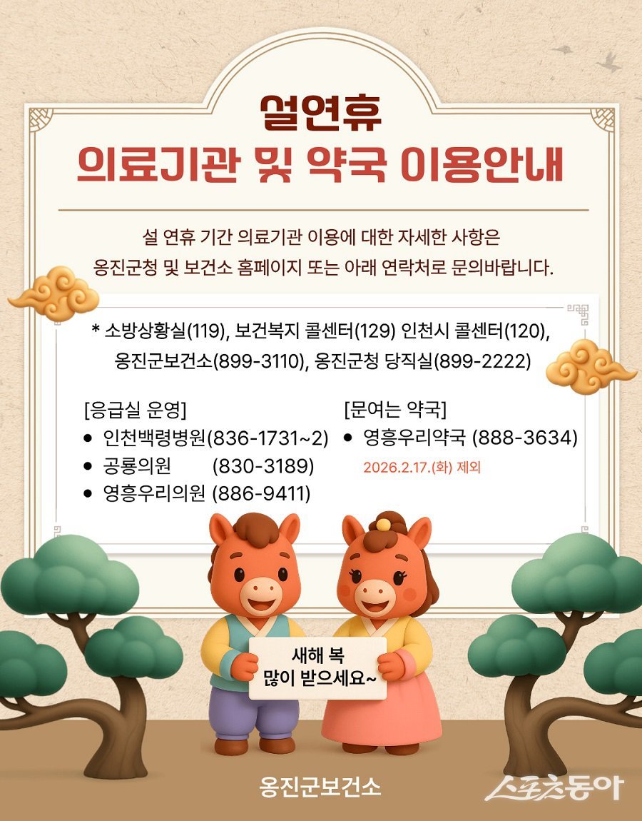 옹진군, 설 연휴 기간 의료 공백 최소화 위해 응급진료체계 포스터. 사진제공｜옹진군청