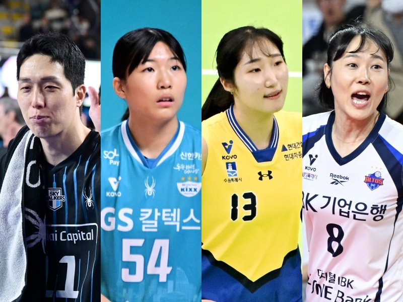 시즌 막바지로 향하며 주축 선수들의 줄부상에 신음하는 V리그다. 현대캐피탈 최민호, GS칼텍스 오세연, 현대건설 정지윤, IBK기업은행 임명옥(왼쪽부터) 등 남녀부 핵심 자원들이 전열을 이탈했다. 사진제공｜KOVO