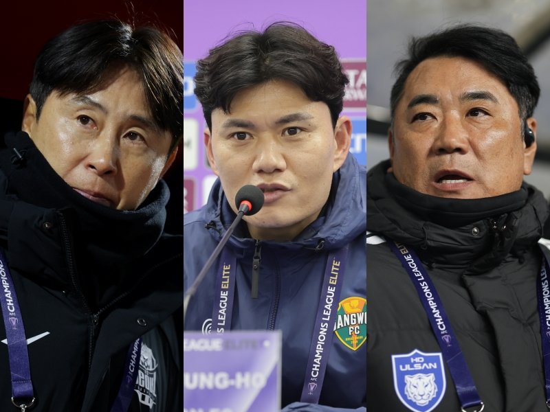 서울 김기동 감독, 강원 정경호 감독, 울산 김현석 감독(왼쪽부터). 사진제공|한국프로축구연맹