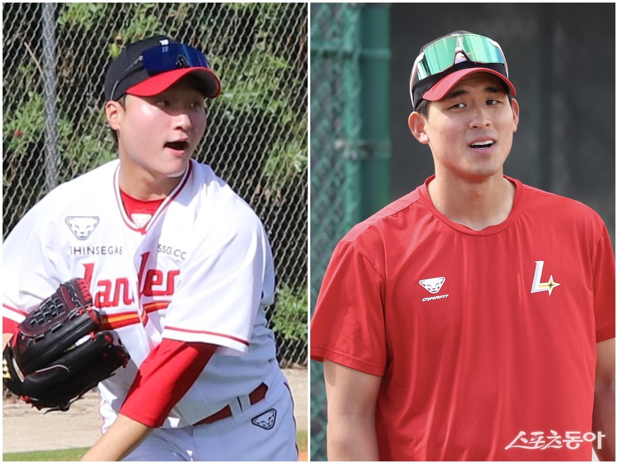 신지환(왼쪽)과 임근우. 사진제공｜SSG 랜더스