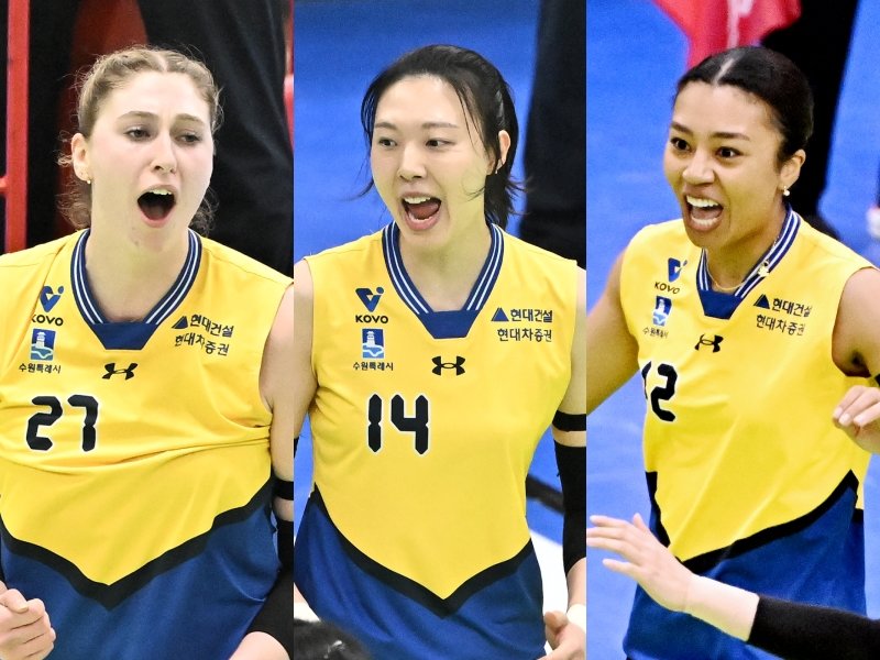 ‘4연승’ 현대건설, 후반기 불 뿜는 카리-양효진-자스티스 삼각편대