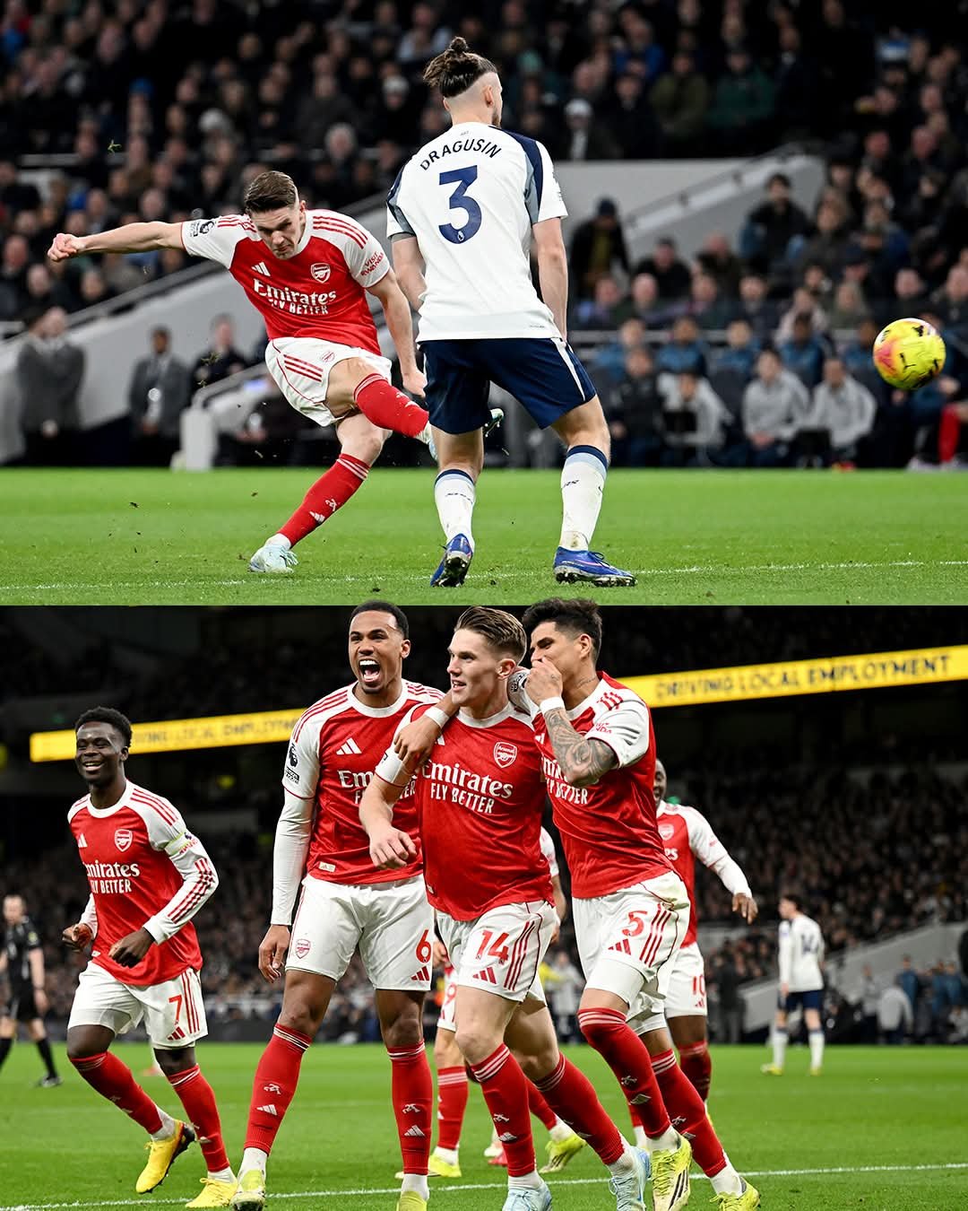 아스널은 빅토르 요케레스와 에베리치 에제가 나란히 멀티골을 뽑는 데 힘입어 토트넘을 4-1로 완파했다. 사진출처|아스널 페이스북