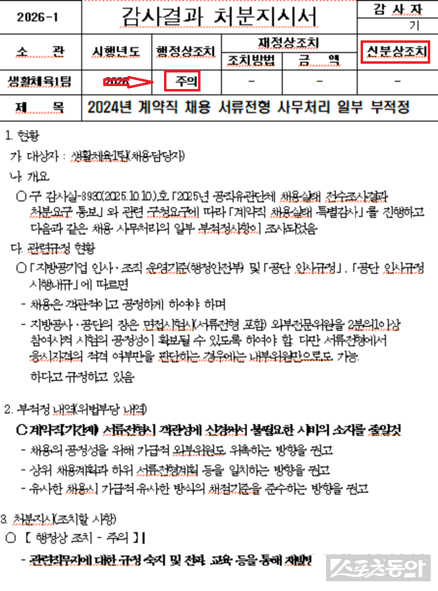 인천광역시 남동구도시관리공단이 2026년 특정감사 결과를 지난 1월 28일 공개했지만, 감사의 실효성을 둘러싼 논란이 확산되고 있다. 사진제공｜감사원 공공감사