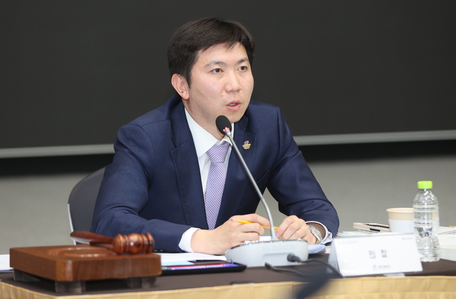 유승민 대한체육회장이 지난달 27일 서울 송파구 올림픽파크텔에서 열린 2026년도 정기대의원총회에서 발언하고 있다. 사진제공|대한체육회