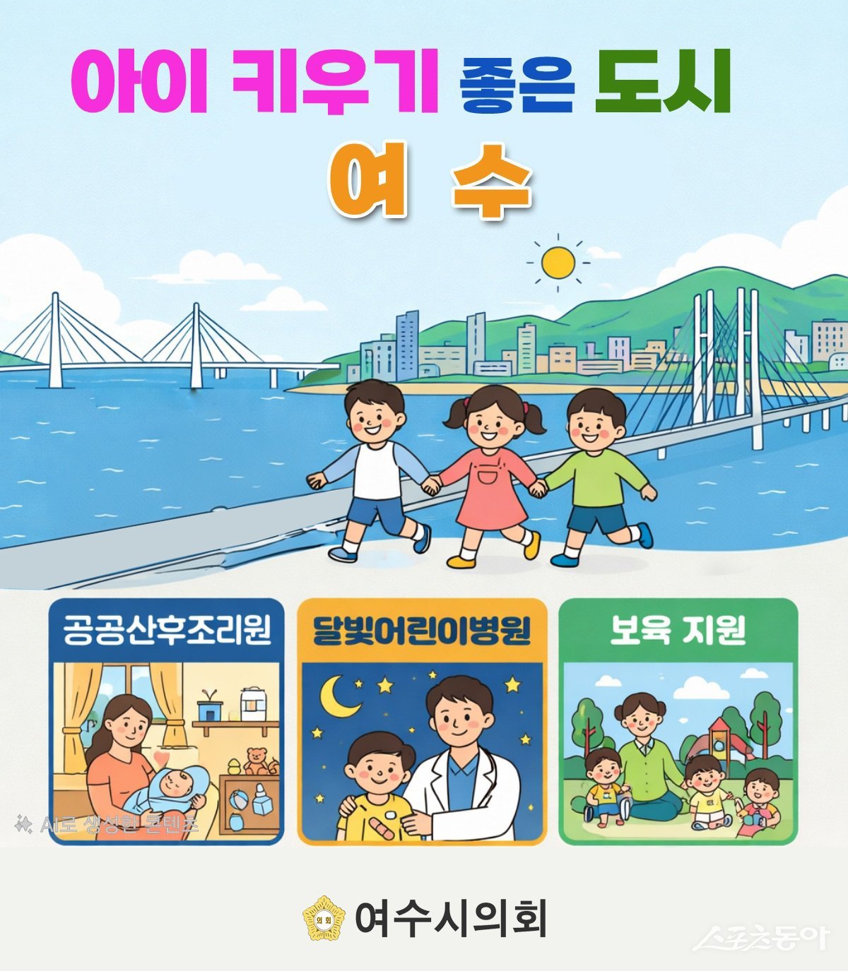 ‘아이 키우기 좋은 도시’ 포스터. 사진제공｜여수시의회