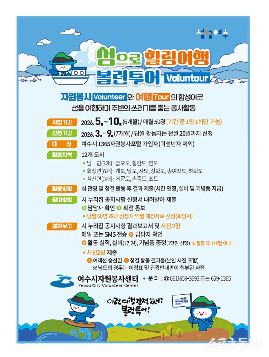 섬으로 힐링여행 볼런투어 모집 포스터. 사진제공|여수시