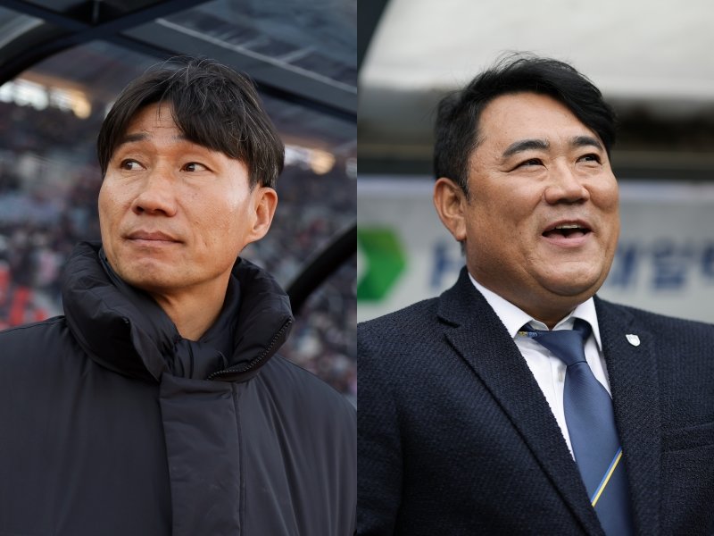 부천과 울산은 15일 오후 2시 부천종합운동장에서 열리는 ‘하나은행 K리그1 2026’ 3라운드에서 맞붙는다. 부천 이영민 감독(왼쪽)과 울산 김현석 감독 사진제공｜한국프로축구연맹