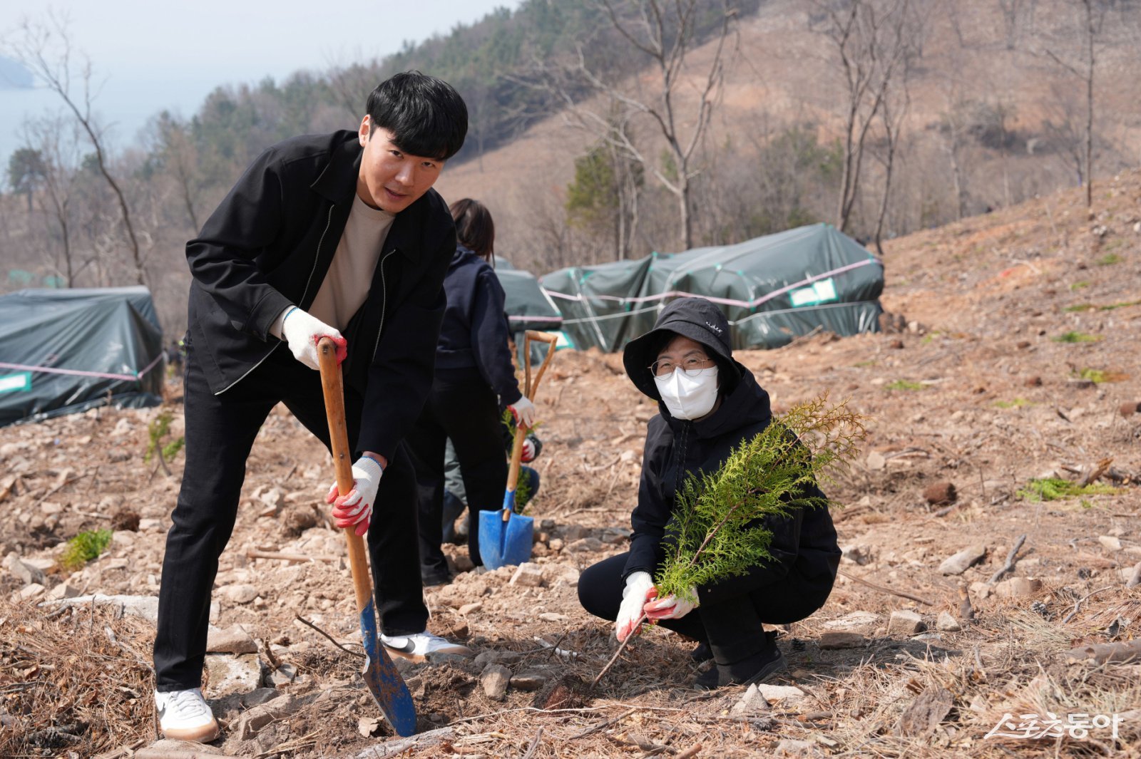 전라남도는 24일 여수 묘도 산업단지 주변 소나무재선충병 피해지 일원에서 제81회 식목일을 기념하고 건강한 숲 복원을 위한 나무심기 행사를 개최했다. 사진제공 I 전라남도