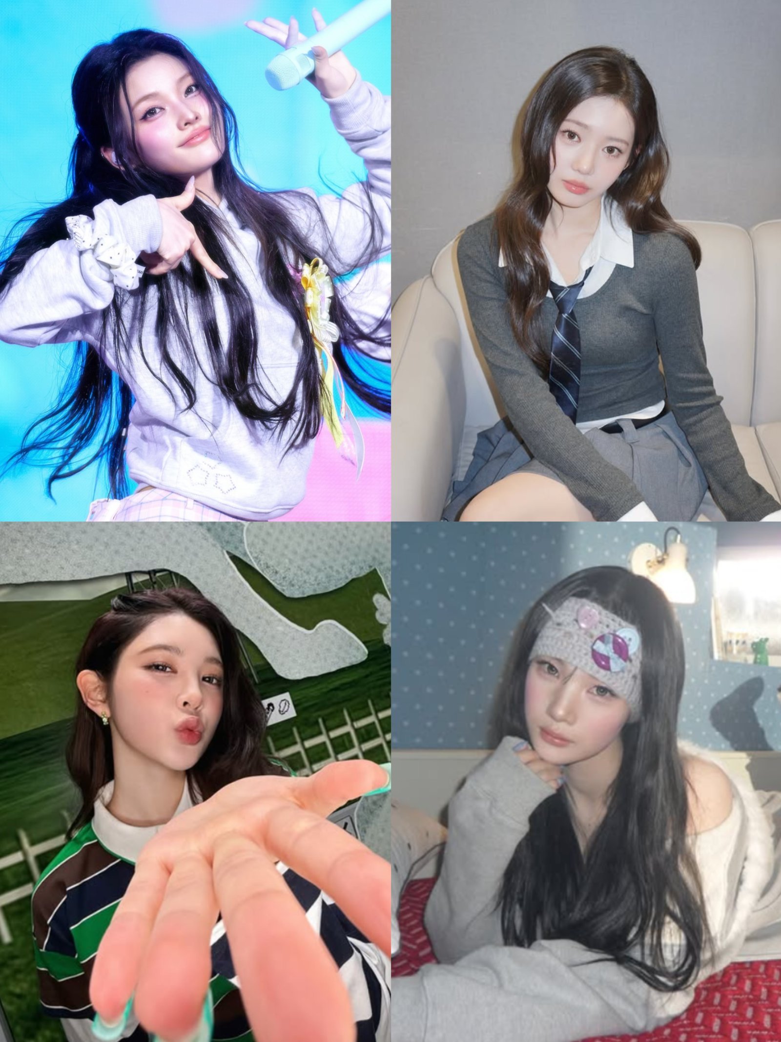 아일릿 이로하, 베이비몬스터 로라, 하츠투하츠 주은·에이나(위에서부터 시계방향). 사진캡처 | 각 그룹 인스타그램