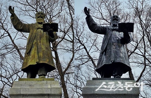 경주시가 황성공원에 설치된 동상들을 대상으로 오염 제거와 외관 정비를 완료했다. 사진제공 ㅣ 경주시