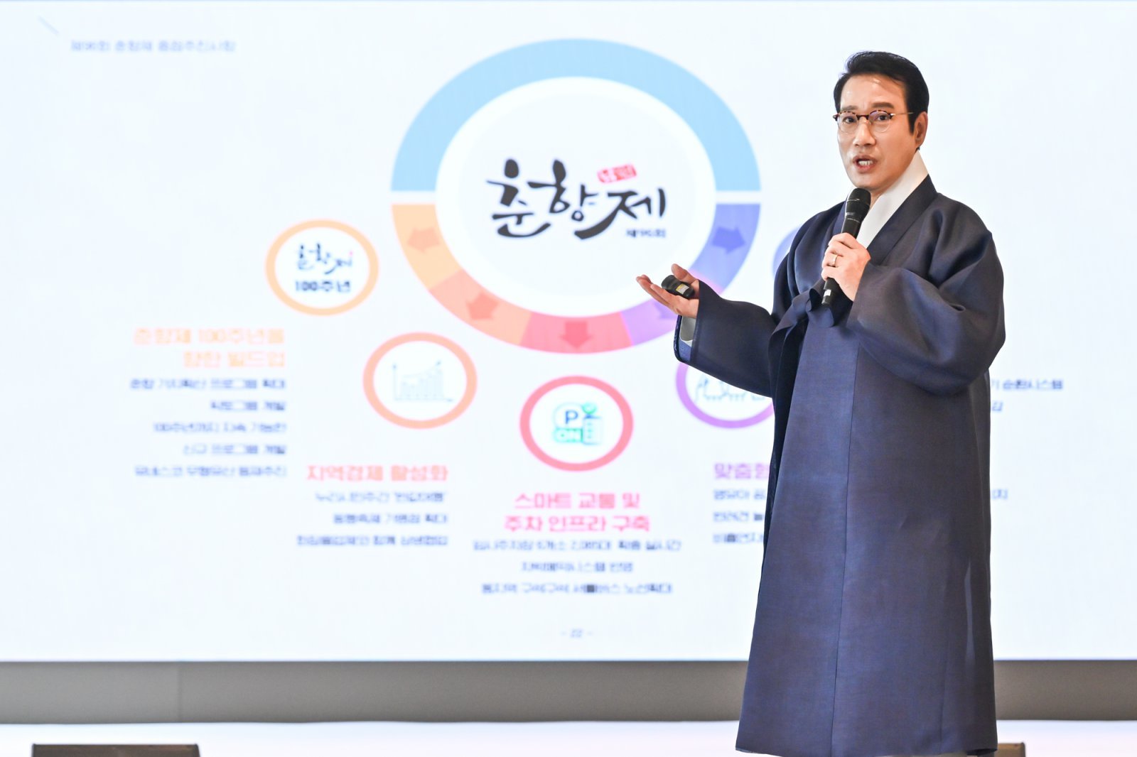 31일 열린 춘향제 프레스데이에서 최경식 남원시장이 제96회 남원 춘향제의 주요 방향과 관전 포인트에 대해 직접 설명하고 있다. 사진제공 지엔씨21
