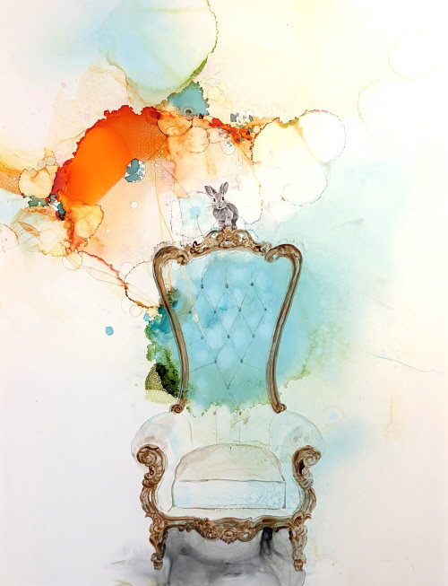 김남주_The Liminal Guide 경계의 안내자 20x26inch, Ink, Acrylic on Yupo Paper, 2026