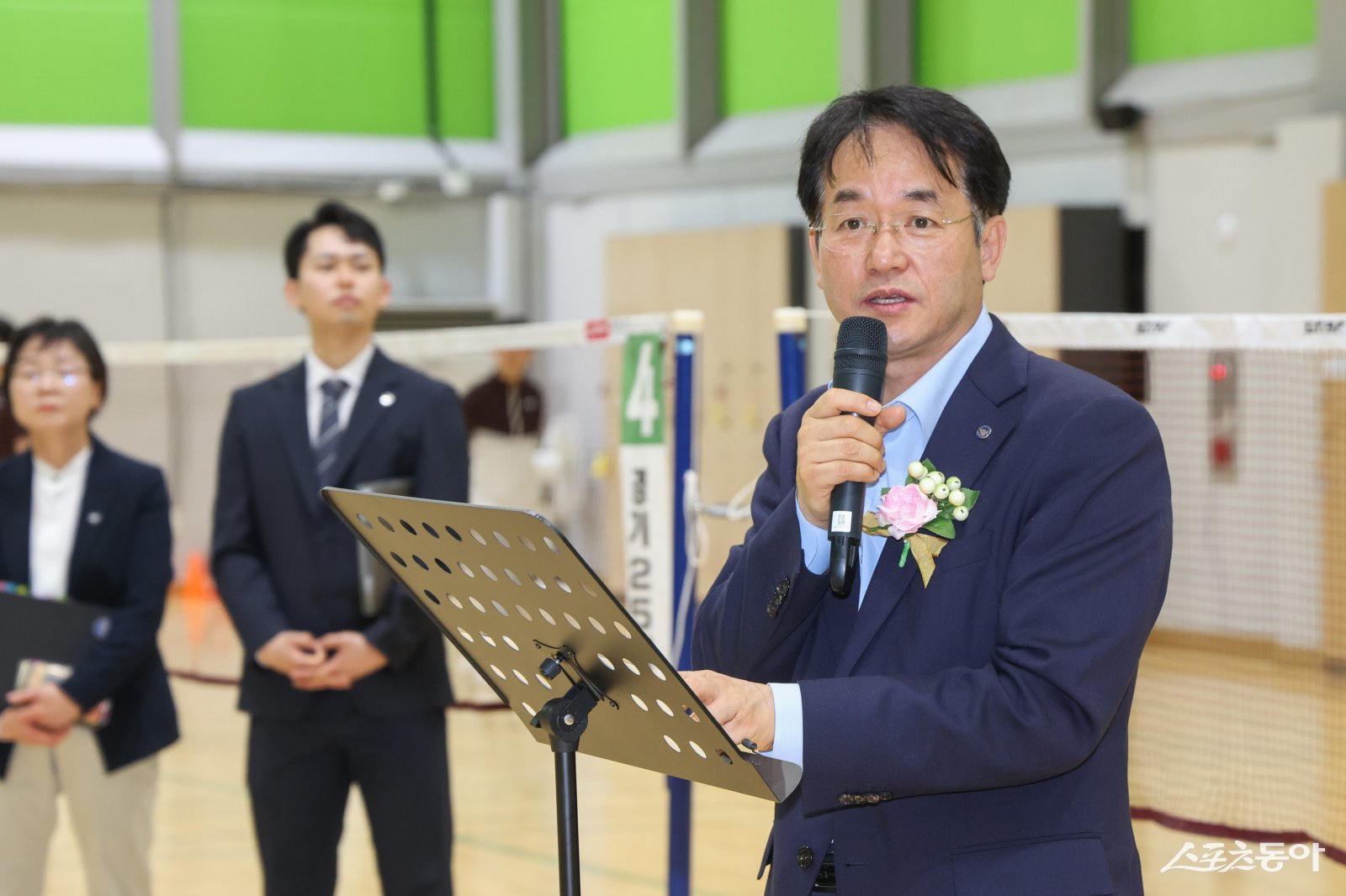 이동환 고양특례시장이 19일 ‘2026 삼송배드민턴클럽 회장 이⋅취임식’에서 축사를 하고 있다. 사진제공ㅣ고양시 