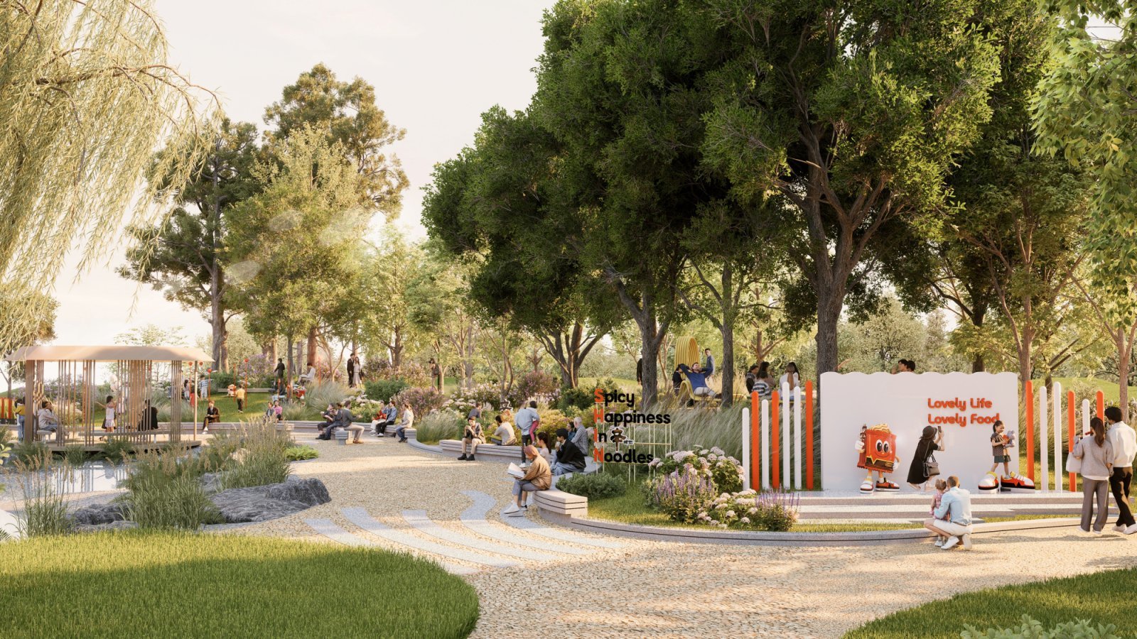 ‘2026 서울국제정원박람회’ 내 유통업체와 함께한 ‘기업동행정원’이 이목을 끈다. ‘신라면 40주년’을 테마로 한 특별 정원 ‘스파이시 해피니스 인 누들’ 조감도. 사진제공｜농심