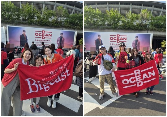 동방신기의 일본 데뷔 20주년 기념 공연에는 세대를 아우르는 현지 팬들의 발길이 이어졌다. 어머니와 딸, 이모가 동행하거나(왼쪽), 사위와 장모, 어머니와 아들 등 등 온 가족이 총출동한(오른쪽) ‘가족 단위 팬들’이 대거 포착됐다. 허민녕 기자 mignon@donga.com