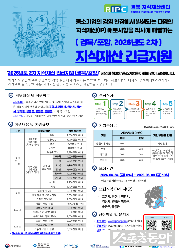 포항 2026년 지식재산 긴급지원 사업 공고 포스터. 사진제공ㅣ포항상공회의소