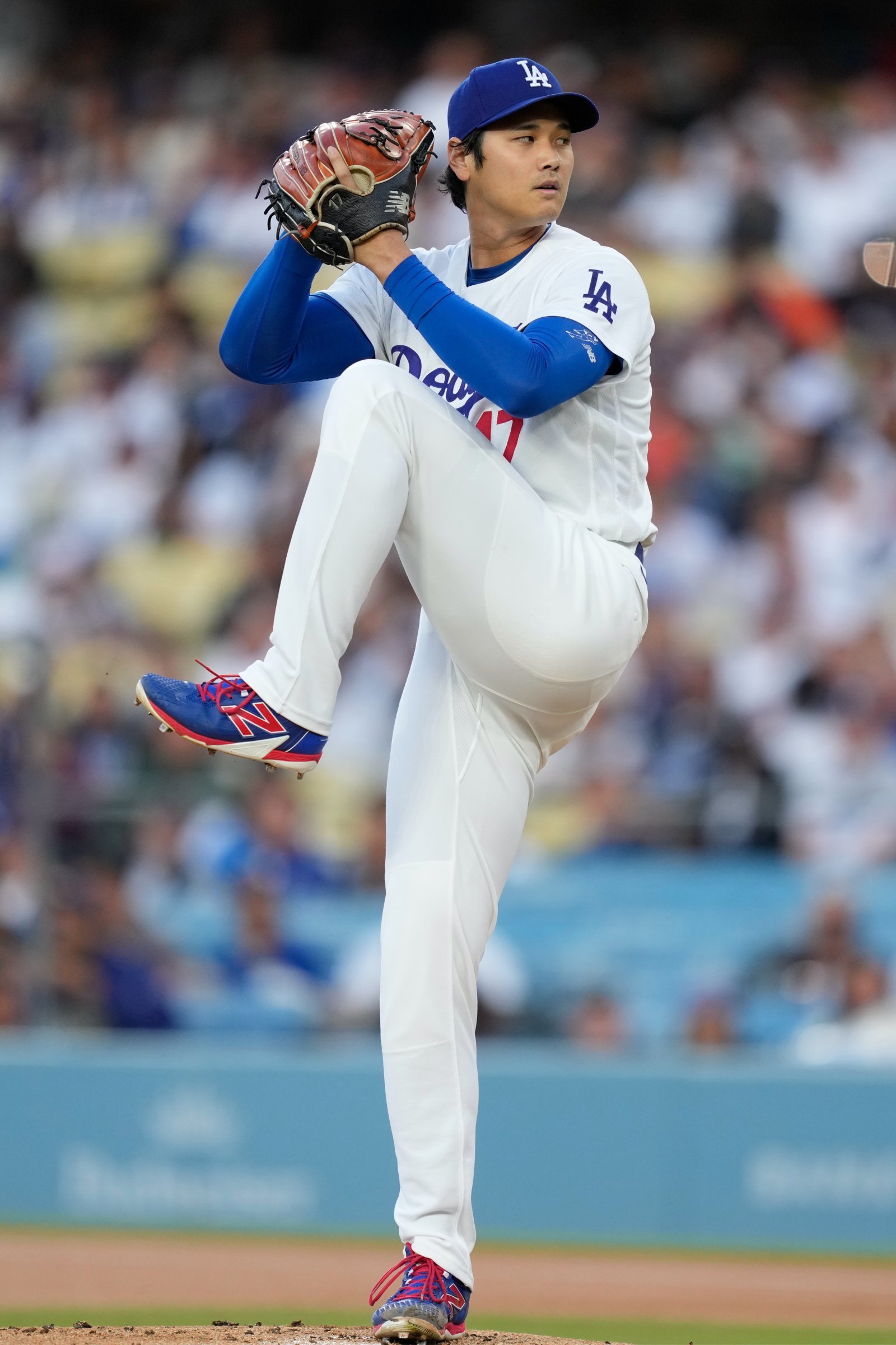 다저스 오타니 쇼헤이가 14일(한국시간) 다저스타디움서 열린 샌프란시스코전에서 역투하고 있다. LAㅣAP뉴시스