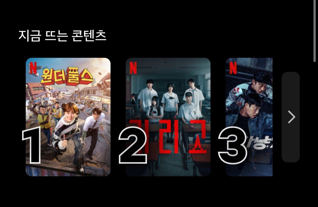넷플릭스 ‘지금 뜨는 콘텐츠’ 캡처