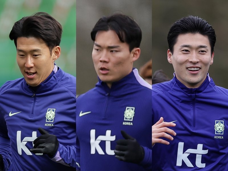 축구국가대표팀의 공격수 손흥민, 오현규, 조규성(왼쪽부터)의 최근 골 소식이 잠잠하다. 북중미월드컵서 대표팀의 득점 확률을 높이려면 이들이 사전캠프에서 최대한 감각을 끌어올려야 한다. 사진제공|대한축구협회