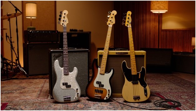 Precision Bass(프리시전 베이스) 출시 75주년 기념 한정판 ‘75th Anniversary Precision Bass Collection’ 3종. 사진제공|펜더뮤직코리아