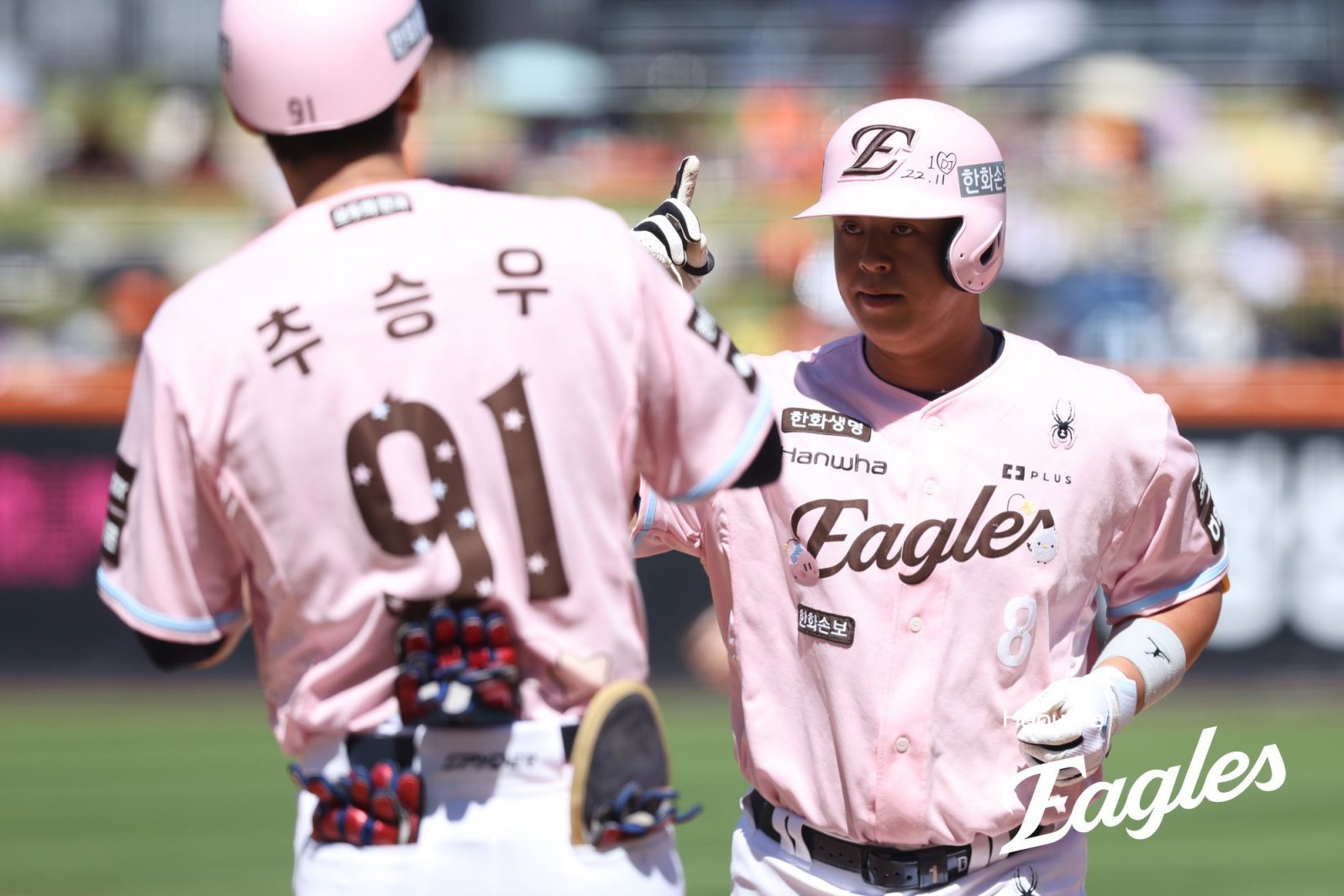 한화 노시환이 5월 31일 대전 SSG전서 적시타를 친 뒤 세리머니를 하고 있다. 사진제공｜한화 이글스