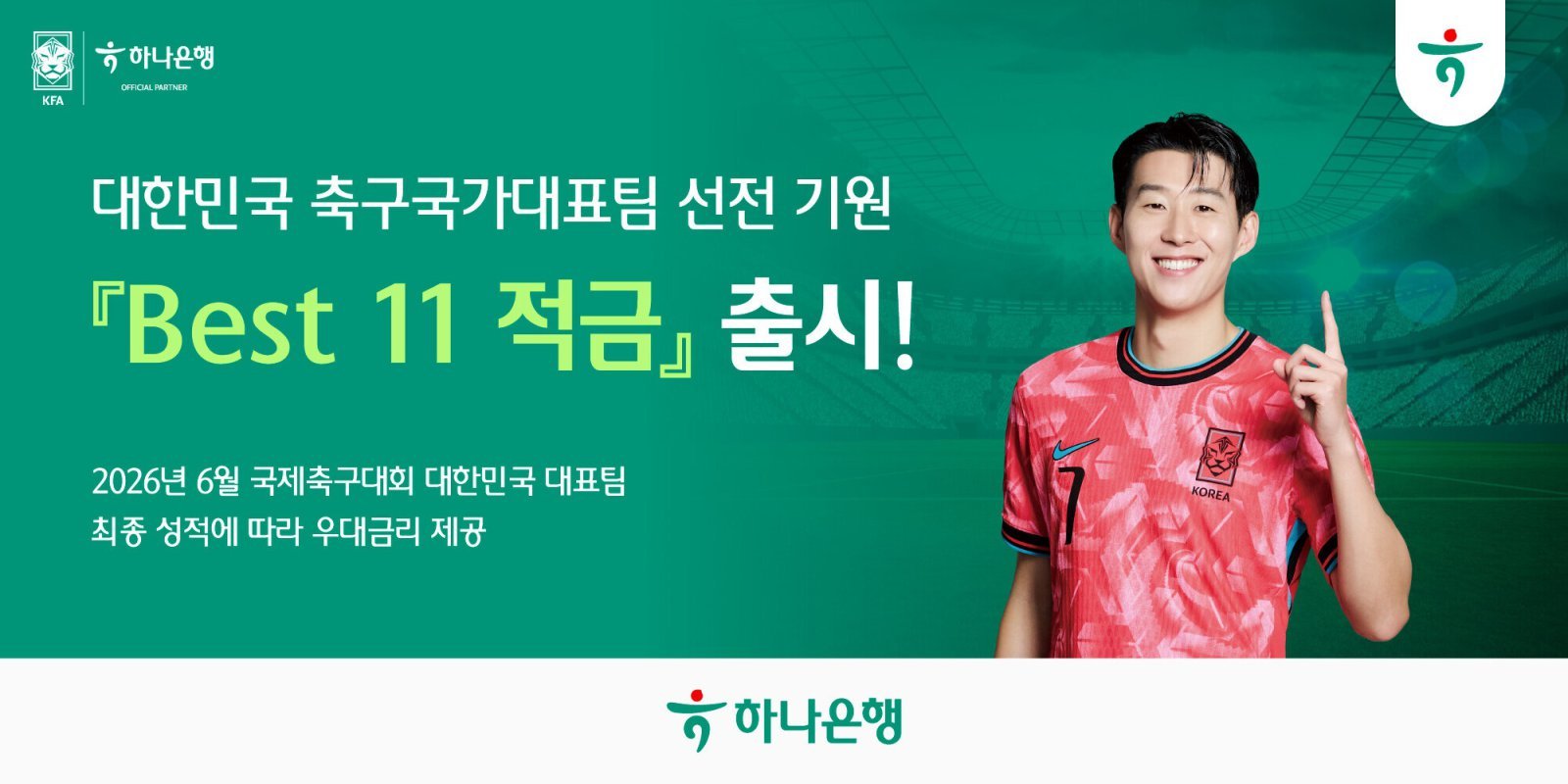 모델 손흥민이 소개하는 ‘베스트11 적금’. 사진제공|하나은행