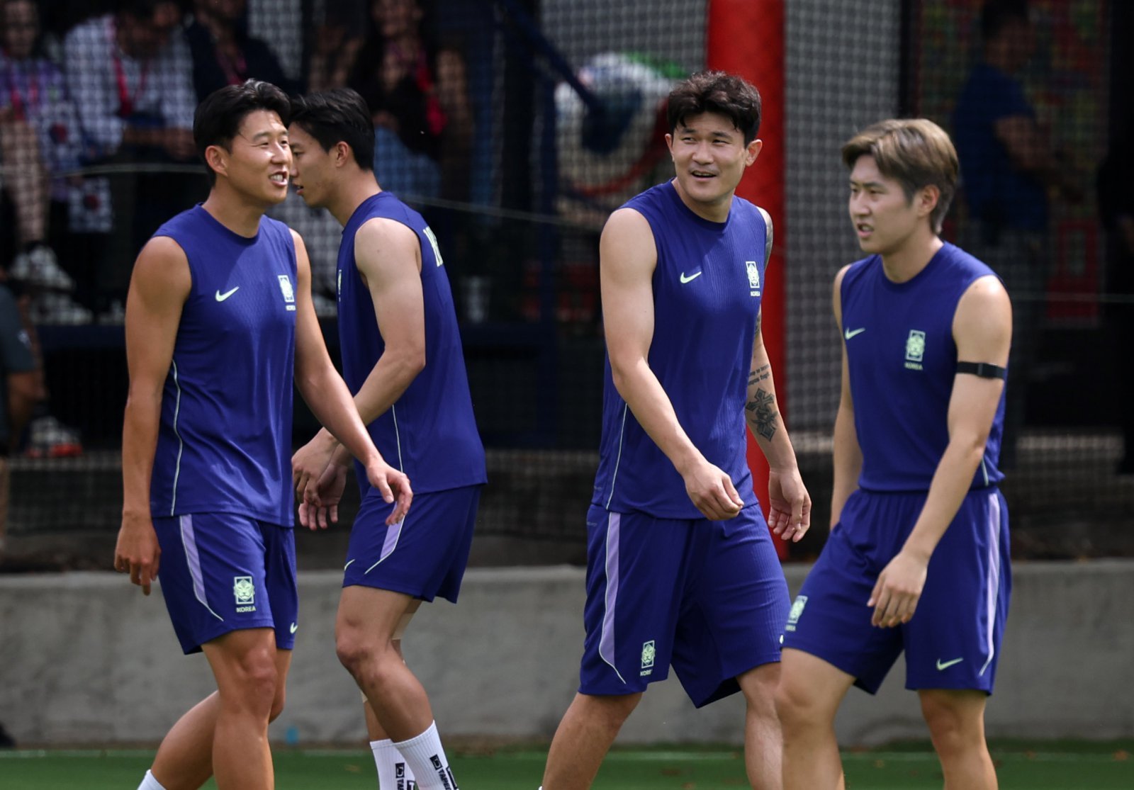축구국가대표팀 선수들이 7일(한국시간) 멕시코 과달라하라 인근 베이스캠프 훈련장인 사포판 치바스 바예 베르데에서 훈련하고 있다. 사포판|뉴시스
