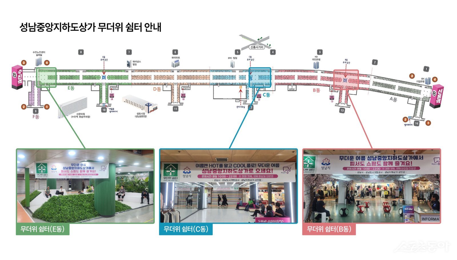 성남중앙지하도상가 무더위쉼터 안내도