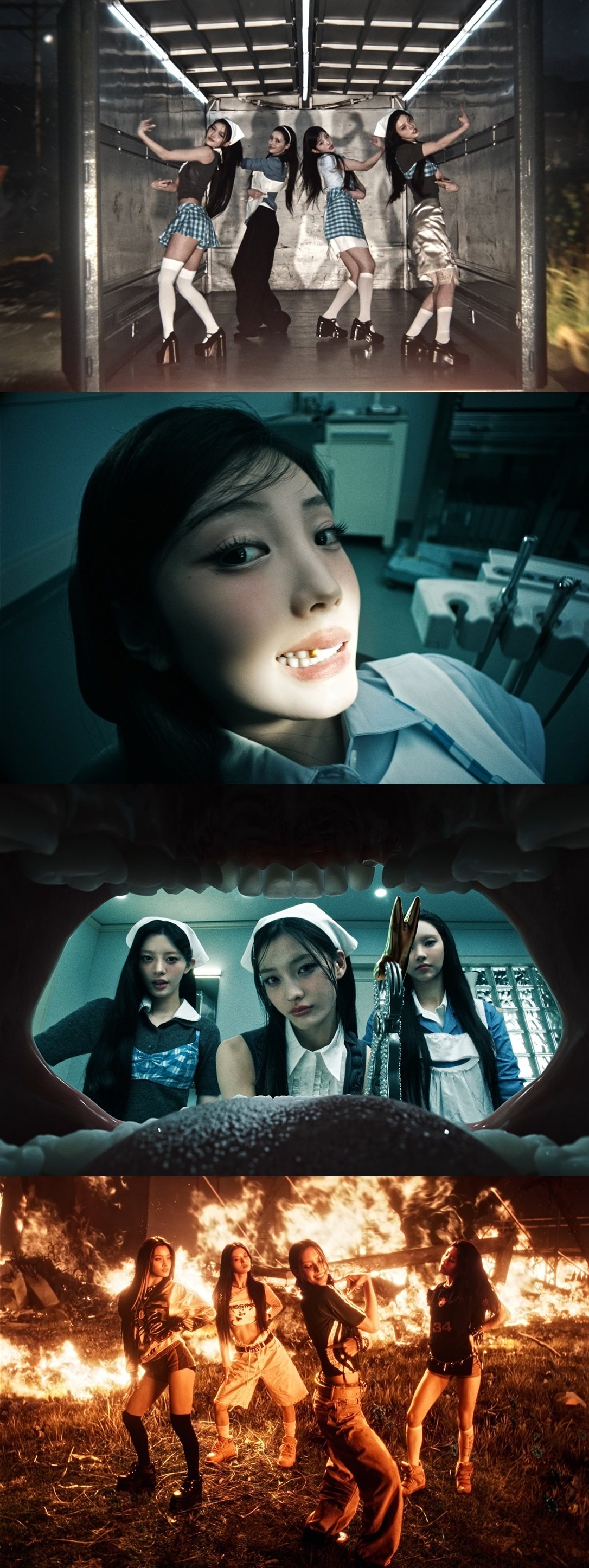 LE SSERAFIM (르세라핌) x ILLIT (아일릿) x KATSEYE (캣츠아이) ‘ICONIC BY MISTAKE’ MV 캡처