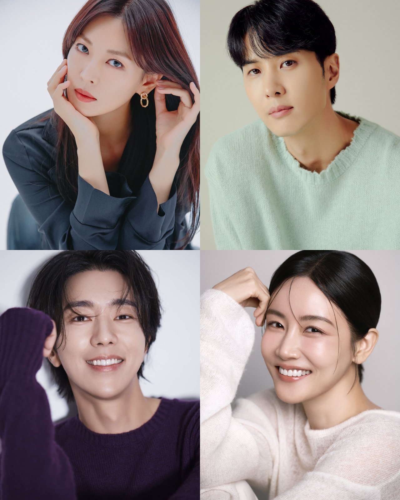 한 달간 촬영 중단에 돌입한 JTBC 새 드라마 ‘연애의 재발견’ 캐스팅. 김소연, 김지석, 황우슬혜, 윤현민.(왼쪽부터 시계방향으로) 사진제공 | 각 배우 소속사
