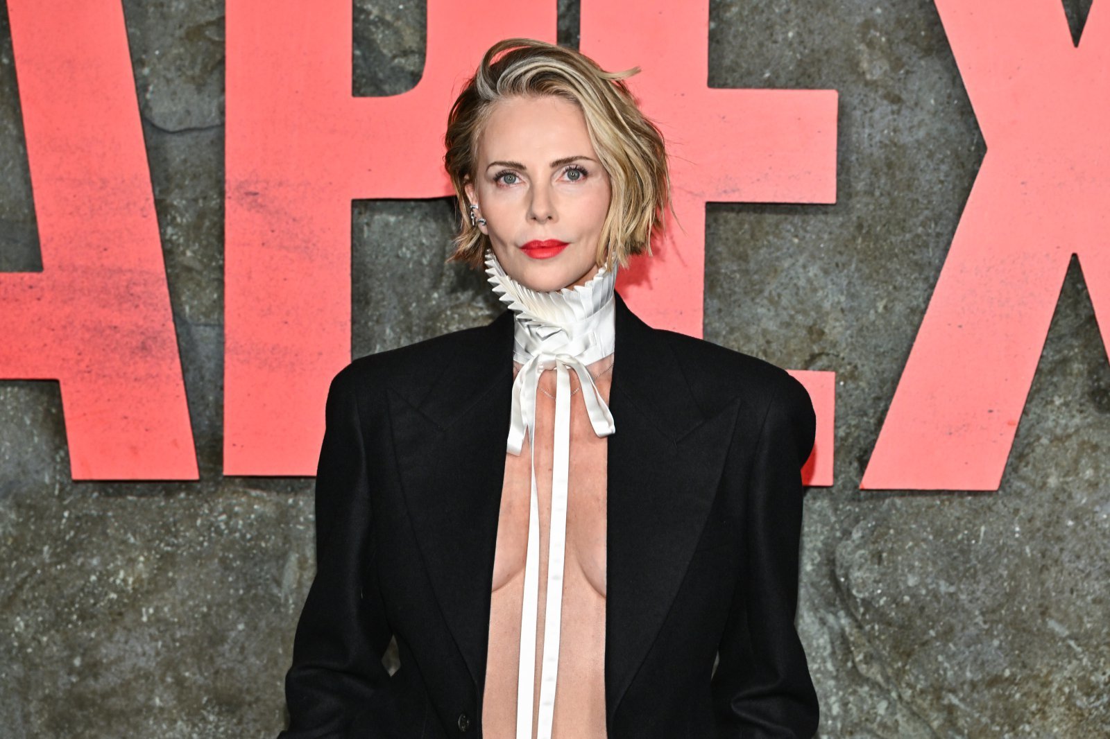Charlize Theron attends the Netflix premiere of “Apex” at The Paris Theater on Wednesday, April 22, 2026, in New York. (Photo by Evan Agostini/Invision/AP)