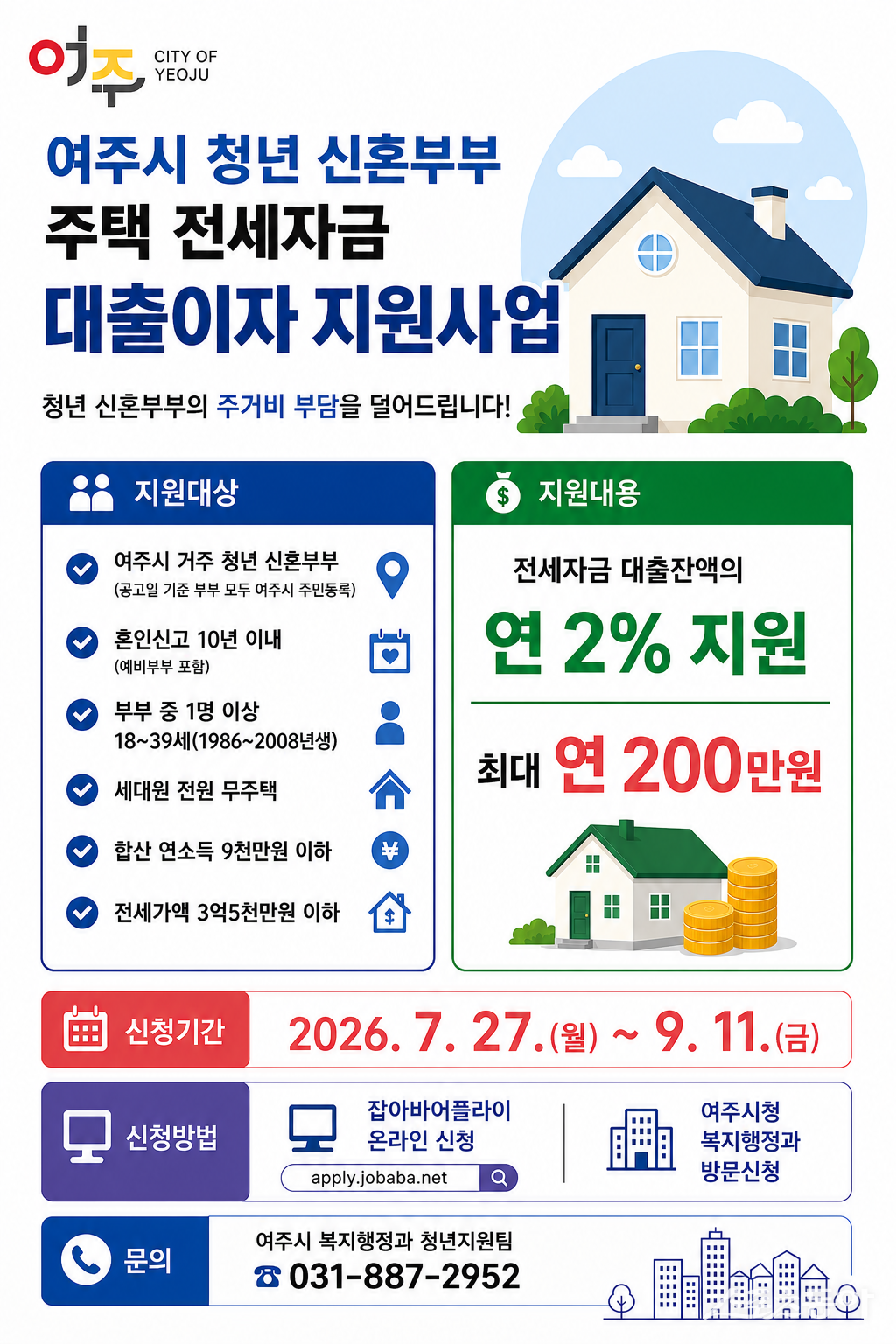 여주시, 청년 신혼부부 전세자금 '대출이자 최대 200만 원' 지원 - 뉴스 썸네일 이미지