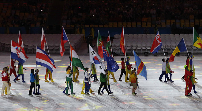 21일 오후(현지시간) 브라질 리우데자네이루 마라카낭 주경기장에서 열린 2016 리우올림픽 폐막식에서 공연이 펼쳐지고 있다. (사진= 올림픽사진공동취재단)